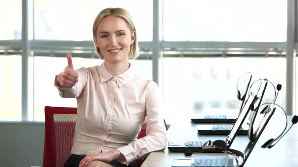 Business Woman Showing Thumb Up.