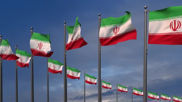 The Iran Flags Waving In The Wind  - 2K