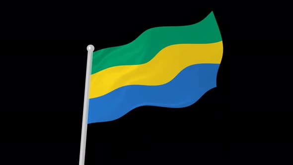 Gabon Flag Waving Animated Black Background