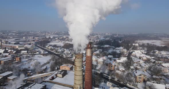 Smoke Clouds From Industrial Pipes. Atmospheric Pollution