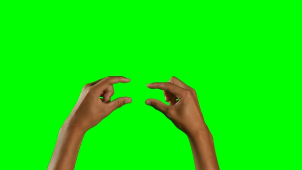 Hands pretending to use an invisible screen