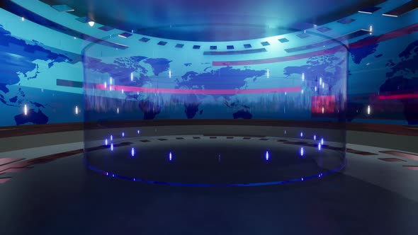 3D Virtual News Studio Background 4K