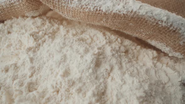 White Wheat Flour in a Bag Closeup