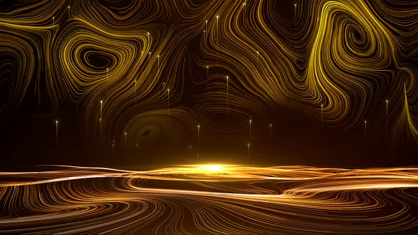 Gold Particles Lines Flow