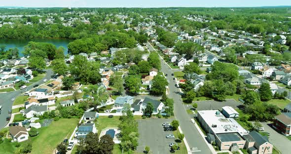 Aerial Panorama View of the Residential Sayreville Town Area of Beautiful Suburb of Dwelling Home