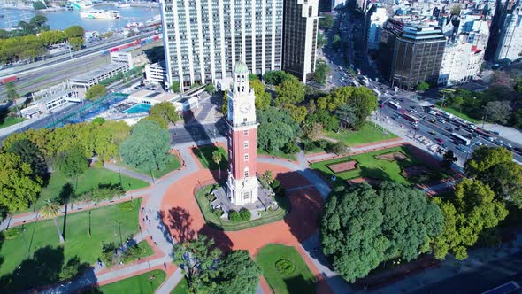 England tower at Buenos Aires Argentina. Panorama landscape of touristic landmark downtown Buenos Ai