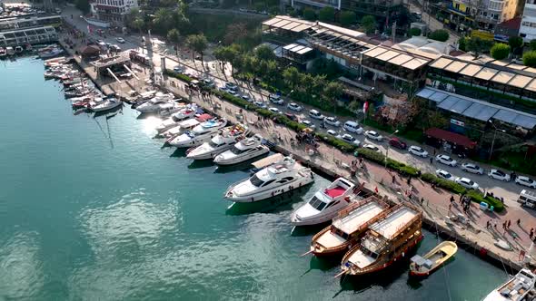 Yacht on the Port of the Mediterranean Sea Turkey Alanya