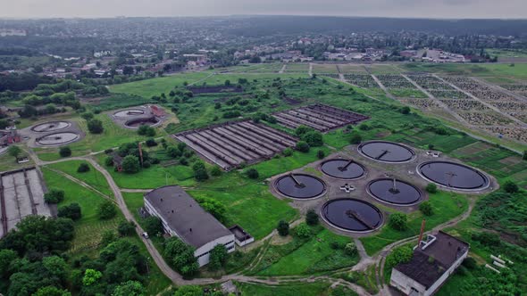 Aerial View to Sewage Treatment Plant