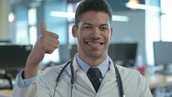 Portrait of African Doctor Showing Thumbs Up