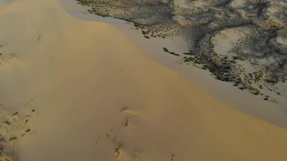 Aerial View of the Highest Sand Dune in Europe Sarykum Dune Dagestan Russia