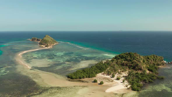 Tropical Island with Sandy Beach, Philippines, Palawan