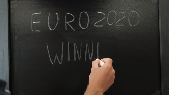 Euro 2020 winner on chalkboard. European football championship 2020