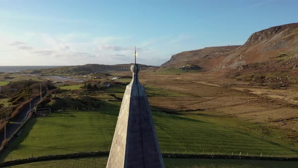 Aerial View of the Church of Ireland in Glencolumbkille  Republic of Ireland