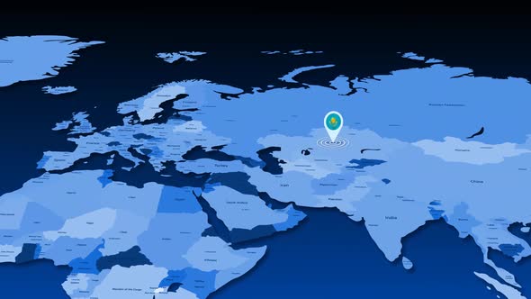 Kazakhstan Location Tracking Animation On Earth Map