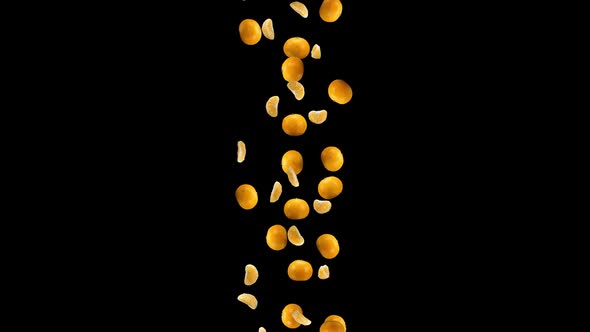 Oranges Falling With Alpha Channel