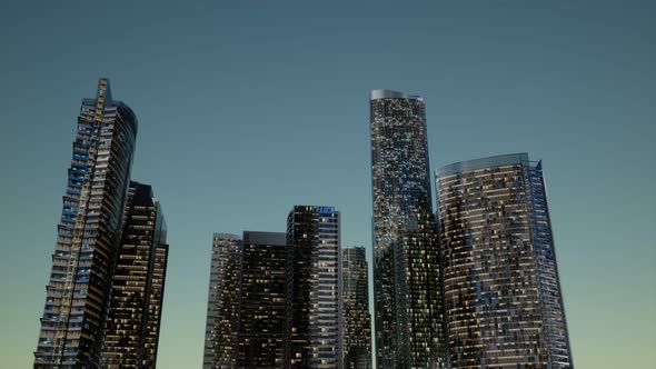 City Skyscrapers at Night with Dark Sky alt