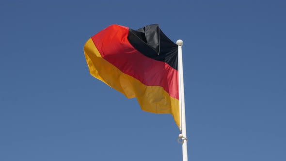 German  state symbol fabric floating on wind and  flagpole 4K 2160p 30fps UltraHD footage - Famous n