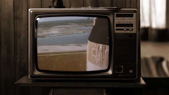 Apollo 11 Rocket Launch on a Retro TV (side camera).