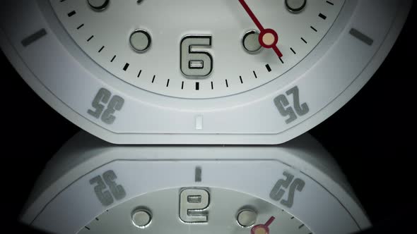 Second Hand Working And Moving On White Clock - Second-minute Hand Of Clock. - macro