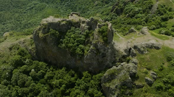 High angle rotating shot of the Azeula Fortress nearby Kojori, Georgia.