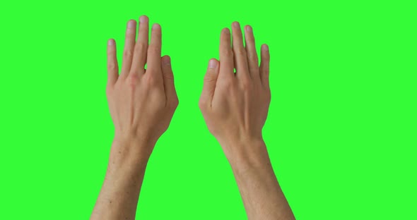 Isolated Man Rise Up Hand Showing Vote Agree Sign Symbol of Presidential Election. Green screen