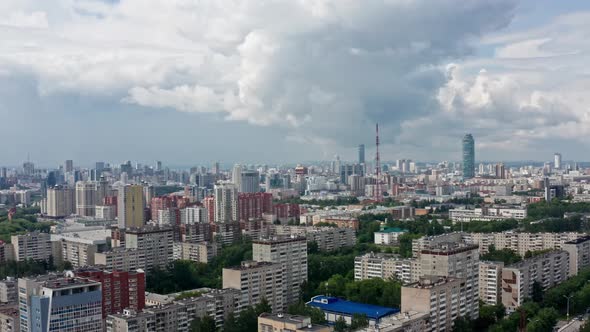 Aerial View of the City Before a Thunderstorm