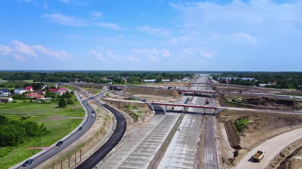 Aerial Panorama of Building Highway Motorway or Expressway