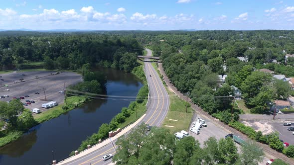 4K - Fly Along The Nashua River and State Highway