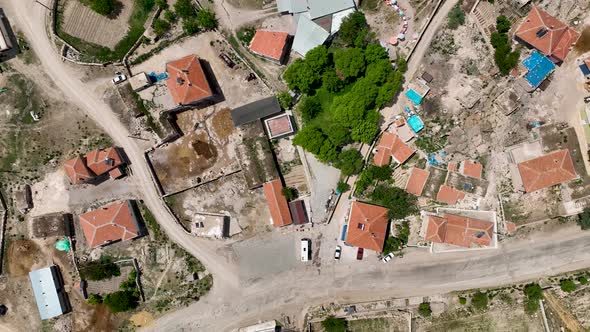 Small farming village in Turkey aerial view 4 K