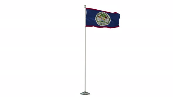 Belize 3D Illustration Of The Waving flag On Long  Pole With Alpha