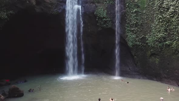 Waterfall in green rainforest. waterfall in the mountain jungle. Bali,Indonesia. Travel concept.
