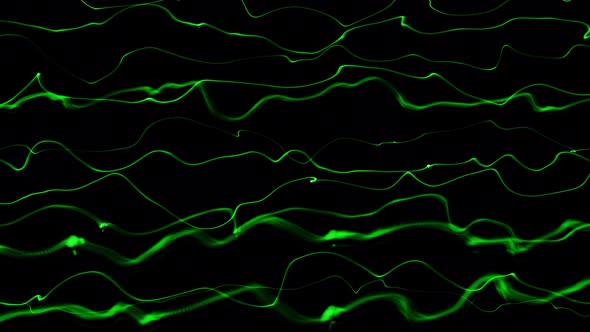 Abstract Green Smooth Line Wave Motion Animated On Black Background