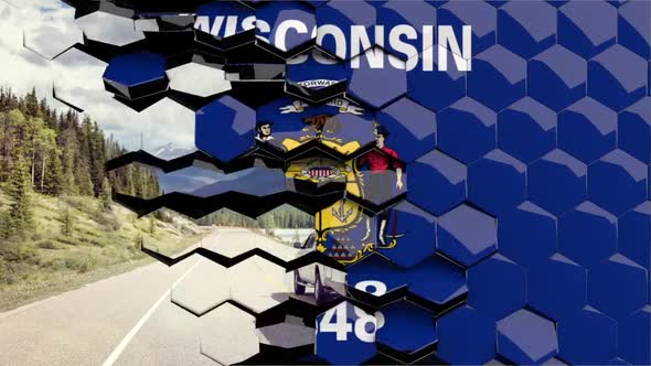 Wisconsin Flag Hexagon Transition - 4K Resolution