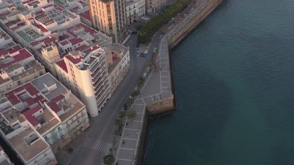 Aerial view of the coast and city of Cadiz