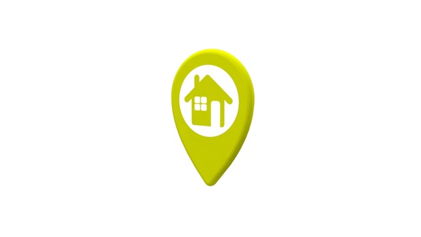 Lime 3D Map Pointer With House Icon V11