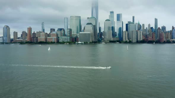 New York City Skyline Cloudy Day