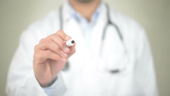 Cough, Doctor Writing on Transparent Screen alt