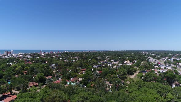 Flying Over Coastal Town