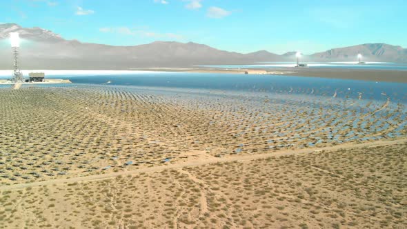 Aerial Slide of Solar Electric Generators in Desert