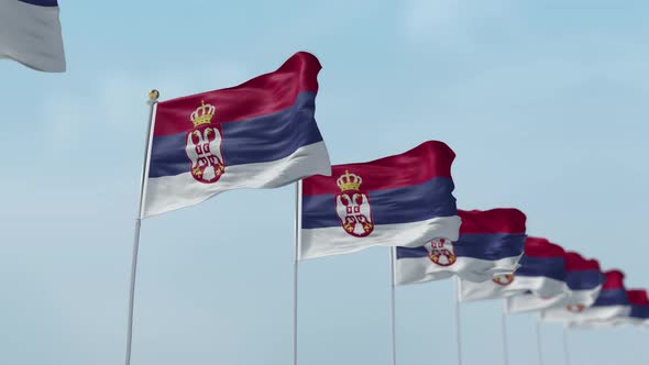 Serbia Row Of Flags 