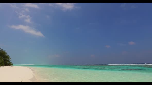 Aerial view sky of tropical coast beach break by aqua blue ocean and white sandy background of a day