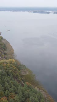 Vertical Video Aerial View of the Dnipro River  the Main River of Ukraine