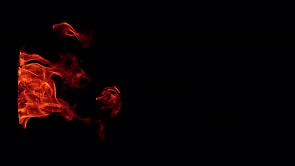 Fire Flames in 1000Fps Super Slow Motion Isolated on Black Background