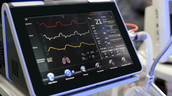 Artificial lung ventilation apparatus. Concept of the disease pneumonia, coronavirus.