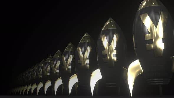 Yen Money Symbol on Black and Gold Rockets alt