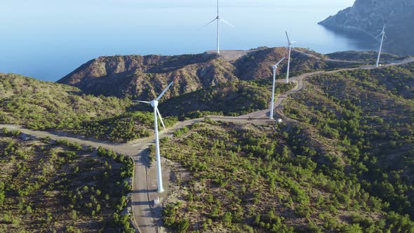 Wind Turbines in Windless Conditions in Wind Power Farm