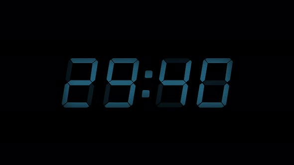 60 Second Digital Countdown Display Blue 4K