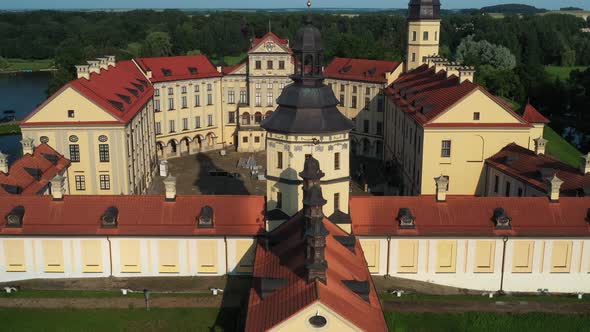 Top View of the Nesvizh Castle in the Daytime