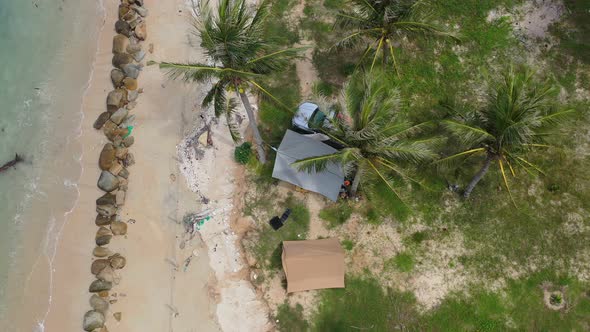 Tent and car on the sea shore