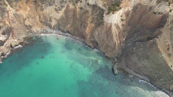 Flying on a Drone Over Cape Fiolent in the Spring on the Day